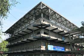 A view of the Abhinav Theatre building in Jammu. Renovation of the building is running behind schedule