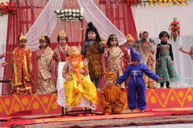Students of Lord Rama Public School present a cultural item during the annual day function on Thursday