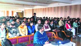 Students take part in a placement drive at Shri Krishan Institute of Engineering and Technology, Kurukshetra, recently