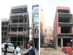 Illegal structures being raised in Ambala Cantonment. Tribune Photos: Dev Dutt Sharma