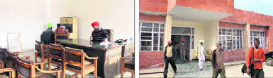 The office of the District Welfare Department starts functioning; and (right) beneficiaries of various SC schemes start pouring in at Bharat Ratna Dr Ambedkar Bhawan at the District Administrative Complex in Jalandhar on Friday. 