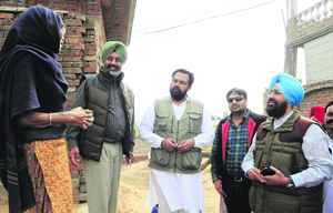 Congress MP Partap Bajwa canvasses in Moga on Friday. 