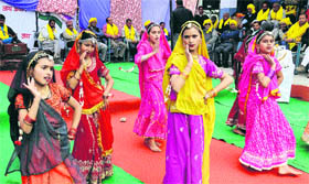 A cultural programme being presented at old Kangra on Friday.