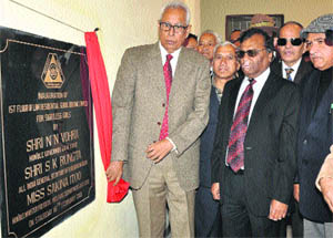 Governor NN Vohra inaugurates a school building in Jammu on Saturday. 