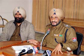 Senior Superintendent of Police (SSP) Ravcharan Singh Brar addresses mediapersons in Bathinda on Sunday