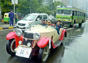 A car in the Statesman Vintage and Classic Car Rally in New Delhi on Sunday.