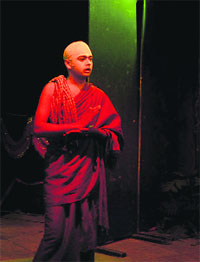 An actor performs in the play Mrichhkatikam in Jammu on Sunday.