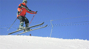 A skier in action at Gulmarg on Sunday.