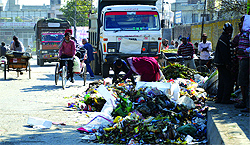A file photo of garbage littered on a road in Ludhiana
