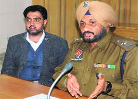 Bathinda SSP Ravcharan Singh Brar addresses mediapersons in Bathinda on Saturday