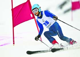 Sisters Varsha and Aanchal Thakur, both international-level skiers, strutt out their stuff near Manali