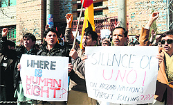 Shiite Muslims at a protest rally in Quetta on Sunday