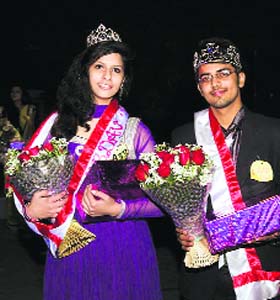 Shubham Manchanda, who was crowned Mr KBDAV, and Pearl Sikka, who was crowned KBDAV-7, at KBDAV School, Sector 7, in Chandigarh