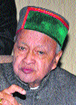 Chief Minister Virbhadra Singh addresses mediapersons in Shimla on Monday.
