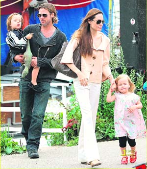 Brad Pitt and Angelina Jolie with kids