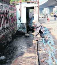 An outer wall of the bus stand bears the brunt as only the toilet remains non-functional in Amritsar. 