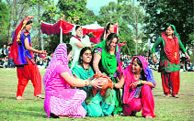 Students perform gidda at the annual athletics meet of the Sardar Bhagwan Singh PG Institute of Biomedical Sciences & Research, Balawala, in Dehradun on Tuesday.