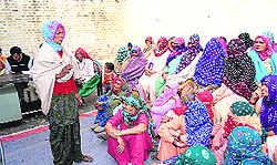 The all-women gram sabha of Bibipur village holds a meeting on Tuesday