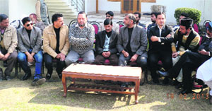 Members of various political parties during a meeting in Rajouri on Monday.