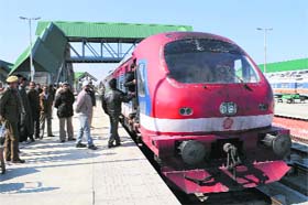 Train services resumed at Budgam Railway Station on Monday after remaining suspended for nine days following a strike by separatist organisations after the hanging of Parliament attack convict Afzal Guru