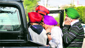 Boys apologise to the police outside Guru Nanak Public School in Ludhiana on Tuesday.