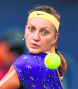 Petra Kvitova of the Czech Republic returns to Daniela Hantuchova at the Dubai Open on Tuesday. 
