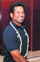 MS Dhoni and Sachin Tendulkar arrive at the team hotel in Chennai on Tuesday.
