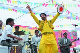 Still going strong: Veteran Punjabi singer Gurdas Mann regales the audience at a private function in Bathinda on Wednesday