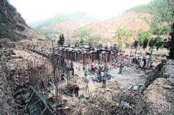The construction site at Kahlog village near Sadhupul in Kandaghat tehsil of Solan district where Baba Ramdevs Patanjali Yogpeeth is coming up.