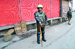 CRPF personnel in Srinagar on Wednesday