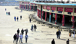No bus is parked inside the bus stand as Punjab Roadways employees remained on strike in Jalandhar on Wednesday