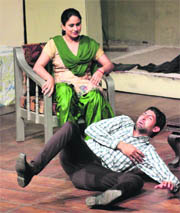 Artistes perfom a play, Canada Ke Nazare, during the Classic Theatre Festivel in Amritsar on Thursday. 