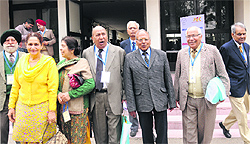 Alumni of the 1963 batch on the PEC campus, Sector 12, Chandigarh, on Thursday