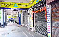 The Bank Square in Chandigarh wears a deserted look on the second day of the Bharat bandh on Thursday