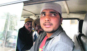 Accused Jatinder Singh, who was brought to the civil hospital for medical examination in Ludhiana on Thursday. 