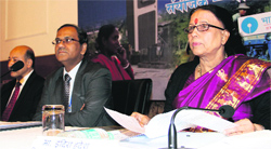 Finance Minister Indira Hridayesh participates in a state-level bankers meeting in Dehradun on Friday. Tribune photo: Vinod Pundir 