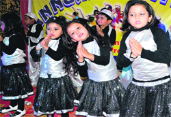 Tiny tots of Sanskriti School during their annual function in Haridwar on Friday. Tribune photo: Rameshwar Gaur