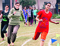 students of St Soldier College, Basti Danishmandan, participate in the 12th annual sports meet in Jalandhar on Friday