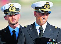A file photo of Italian marines Massimiliano Latorre (R) and Salvatore Girone at Ciampino airport near Rome