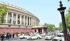 Legislators arriving at Parliament for the opening of the Budget session.