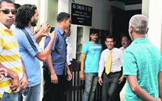 Mohamed Nasheed comes out of Indian mission in Male.