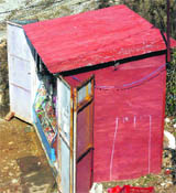 An illegally constructed shed.