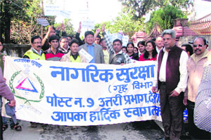 An awareness march being taken out by Civil Defence volunteers in Dehradun.