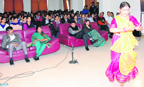 A kathak dancer, Dr Malabika, Mitra performs at the Prannath Parnami Universe in Hisar.