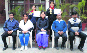 Students of SD Vidya School, Ambala Cantt, along with school staff in a jubilant mood after receiving medals.