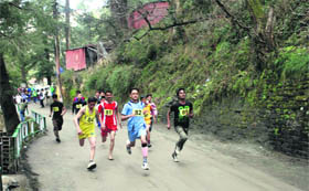 Boys participate in a race organised by the state Youth Service and Sports Department in Shimla recently. 