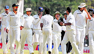The Indian team walks back to the pavilion after Austrailia was all out during the final day of the first Test against Australia at MA Chidambaram Stadium in Chennai on Tuesday