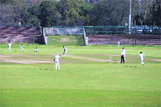 A match in progress during the ongoing All-India Oriental Insurance Company Zonal Tournament in Chandigarh on Thursday.