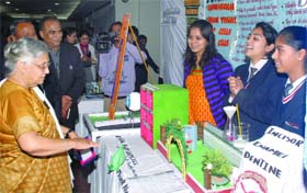 Chief Minister Sheila Dikshit at an exhibition on the occasion of the National Science Day in New Delhi on Thursday
