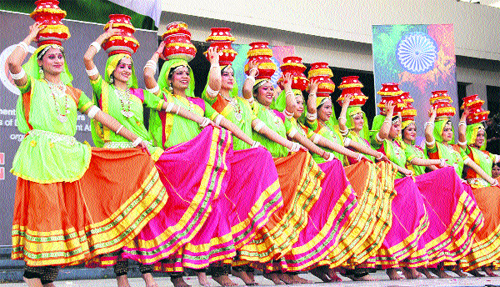 Students of different states perform a cultural programme during One India, an event to celebrate Indias cultural diversity, in Jalandhar on Thursday. 